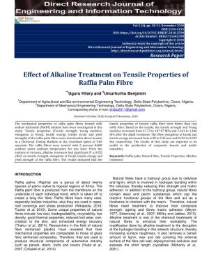 Effect of Alkaline Treatment on Tensile Properties of Raffia Palm Fibre