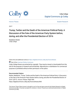 Trump, Twitter and the Death of the American Political Party: A