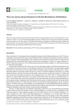 Three New Species and Growth Patterns in Hechtia (Bromeliaceae: Hechtioideae)