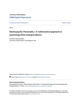 Neutropsychic Personality / a Mathematical Approach to Psychology (Third Enlarged Edition)