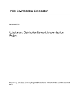Initial Environmental Examination Uzbekistan: Distribution Network