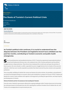 The Roots of Tunisia's Current Political Crisis | the Washington Institute