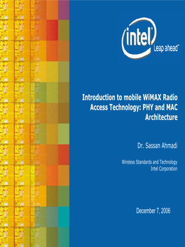 Introduction to Mobile Wimax Radio Access Technology: PHY and MAC Architecture