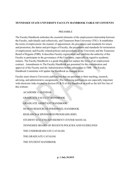TSU Faculty Handbook and in the Department's Supplementary Criteria for Tenure and Promotion