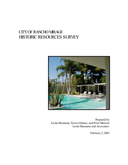 City of Rancho Mirage Historic Resources Survey