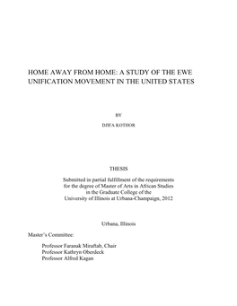 A Study of the Ewe Unification Movement in the United States