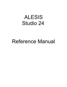 ALESIS Studio 24 Reference Manual
