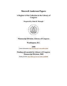 Maxwell Anderson Papers