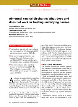 Abnormal Vaginal Discharge: What Does and Does Not Work in Treating Underlying Causes