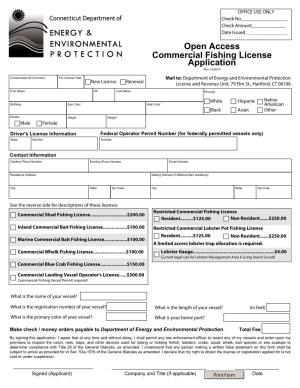 Open Access Commercial Fishing License Application Rev 12/2015
