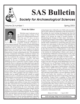 SAS Bulletin Society for Archaeological Sciences