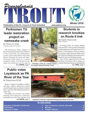 Public Votes Loyalsock As PA River of the Year Perkiomen TU Leads