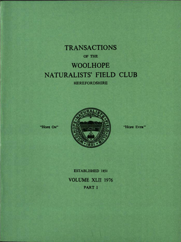 Transactions Woolhope Naturalists' Field Club