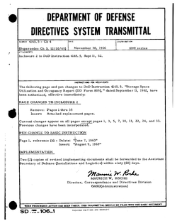 Department of Defense Directives System Transmittal