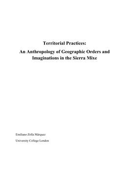 An Anthropology of Geographic Orders and Imaginations in the Sierra Mixe