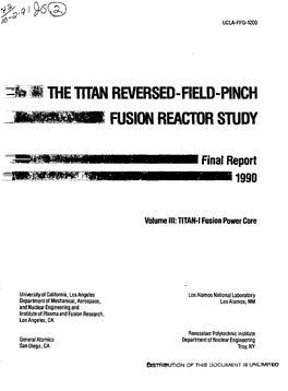 The Titan Reversed-Field-Pinch Fusion Reactor Study