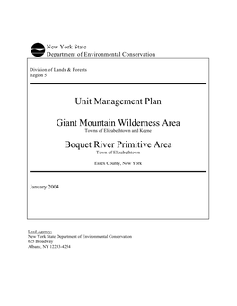 2004 Giant Mountain Wilderness Unit Management Plan (UMP)