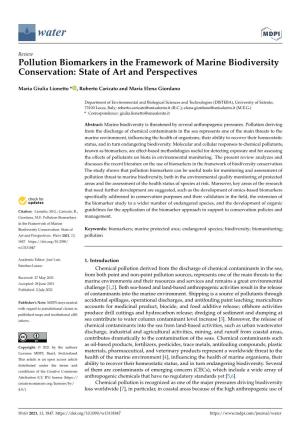 Pollution Biomarkers in the Framework of Marine Biodiversity Conservation: State of Art and Perspectives