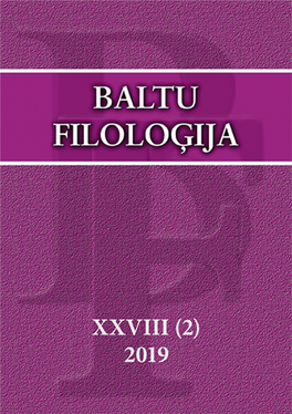 Baltu Filoloģija XXVIII (2) 2019