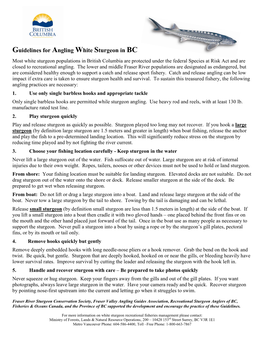 Guidelines for Angling White Sturgeon in BC