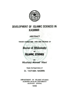 Development of Islamic Sciences in Kashmir