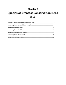 Vermont's Species of Greatest Conservation Need