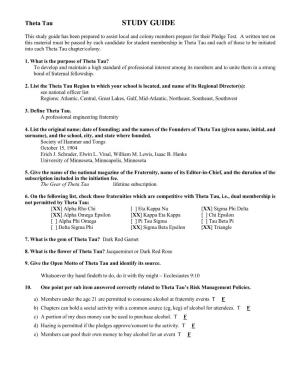 Pledge Test Study Guide