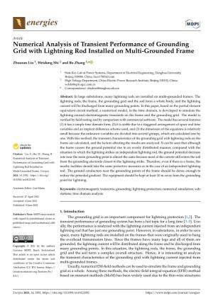 Numerical Analysis of Transient Performance of Grounding Grid with Lightning Rod Installed on Multi-Grounded Frame