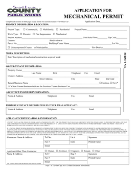 Mechanical Permit Application