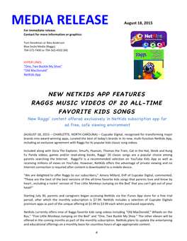New Netkids App Features Raggs Music Videos of 20 All