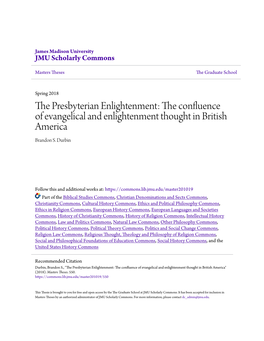 The Presbyterian Enlightenment: the Confluence of Evangelical and Enlightenment Thought in British America