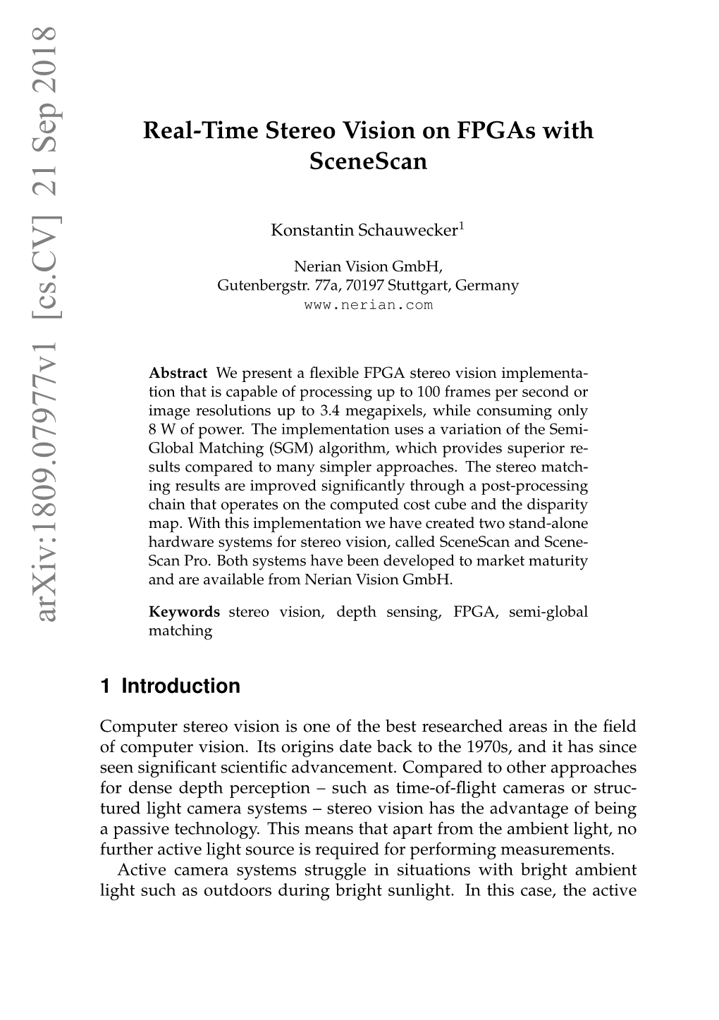 Real-Time Stereo Vision on Fpgas with Scenescan