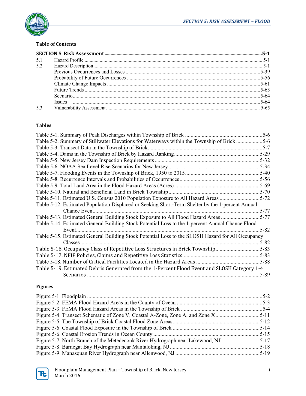 Section 5: Risk Assessment – Flood