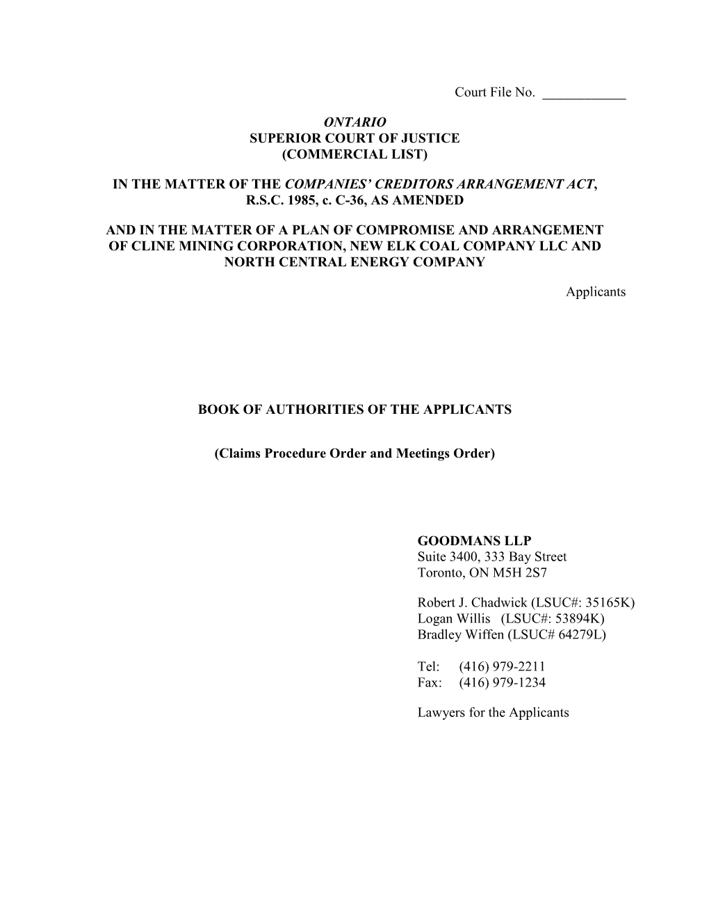 Ontario Superior Court of Justice (Commercial List)