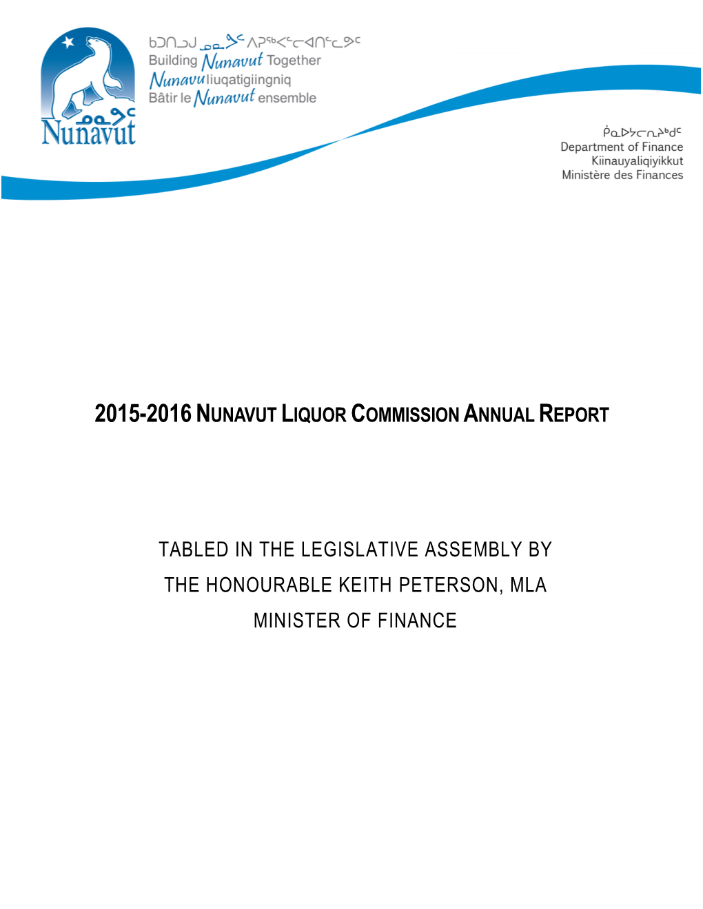 2015-2016Nunavut Liquor Commission Annual Report