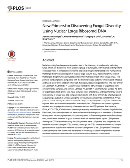 New Primers for Discovering Fungal Diversity Using Nuclear Large Ribosomal DNA