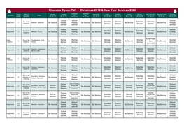 Rhondda Cynon Taf Christmas 2019 & New Year Services 2020