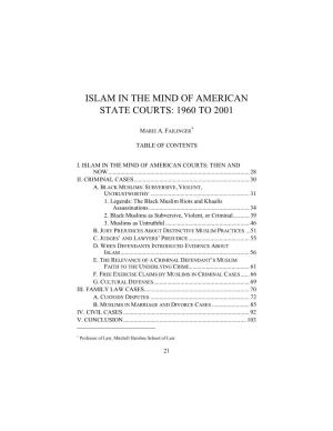 Islam in the Mind of American State Courts: 1960 to 2001