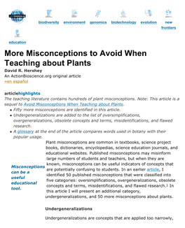 More Misconceptions to Avoid When Teaching About Plants (Actionbioscience) Page 1 of 16