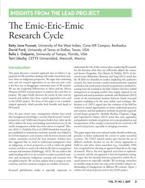The Emic-Etic-Emic Research Cycle (AIB Insights Vol 17 No 1 (2017 Q1))