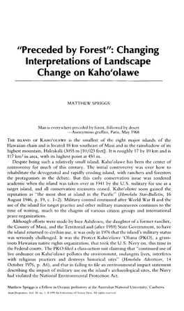 Changing Interpretations of Landscape Change on Kaho'olawe