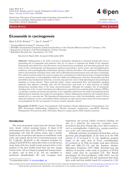 Eicosanoids in Carcinogenesis