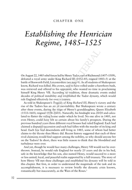 Establishing the Henrician Regime, 1485–1525