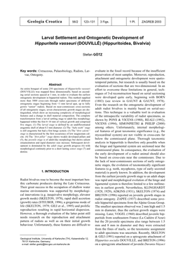 Larval Settlement and Ontogenetic Development of Hippuritella Vasseuri (DOUVILLÉ) (Hippuritoidea, Bivalvia)