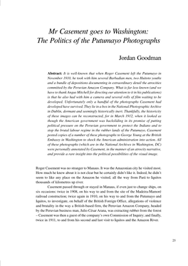 Mr Casement Goes to Washington: the Politics of the Putumayo Photographs