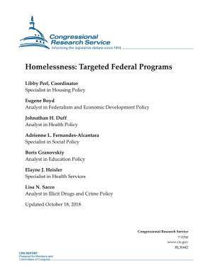 Homelessness: Targeted Federal Programs