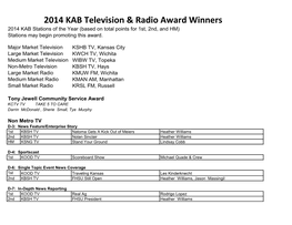 2014 KAB Television & Radio Award Winners