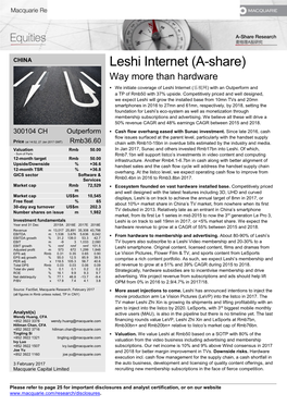 Leshi Internet (A-Share) Way More Than Hardware