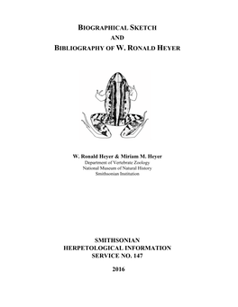 Biographical Sketch and Bibliography of W. Ronald