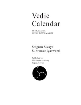 Vedic Calendar the KADAVUL HINDU PANCHANGAM